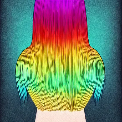 Prompt: person with multi color cable hair, digital art