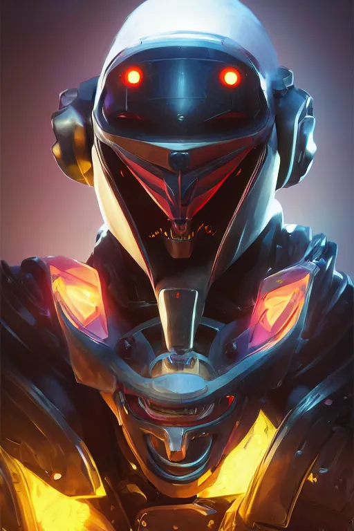 Image similar to epic mask helmet robot ninja portrait stylized as fornite style game design fanart by concept artist gervasio canda, behance hd by jesper ejsing, by rhads, makoto shinkai and lois van baarle, ilya kuvshinov, rossdraws global illumination radiating a glowing aura global illumination ray tracing hdr render in unreal engine 5