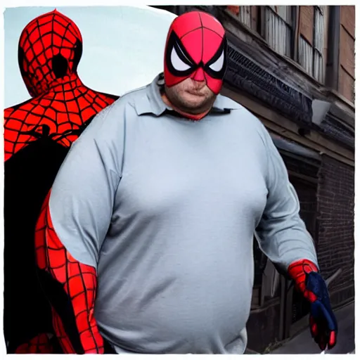 Prompt: fat spiderman, photo