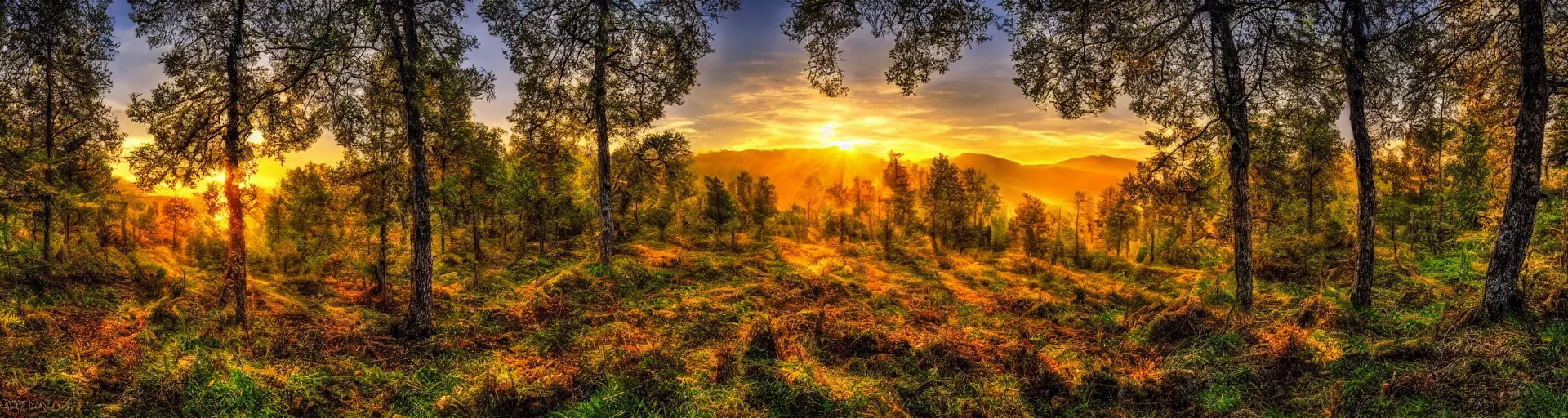 Prompt: beautiful forest landscape of greece with a majestic sunrise, art, high detail, high definition, photorealistic, hdr,