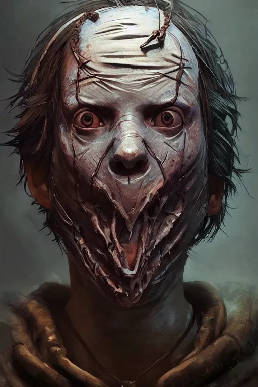 Prompt: highly detailed portrait of the trapper from dead by daylight, in dead by daylight, stephen bliss, unreal engine, fantasy art by greg rutkowski, loish, rhads, ferdinand knab, makoto shinkai and lois van baarle, ilya kuvshinov, rossdraws, tom bagshaw, global illumination, radiant light, detailed and intricate environment