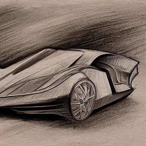 Image similar to a sketch of a supercar by leonardo da vinci