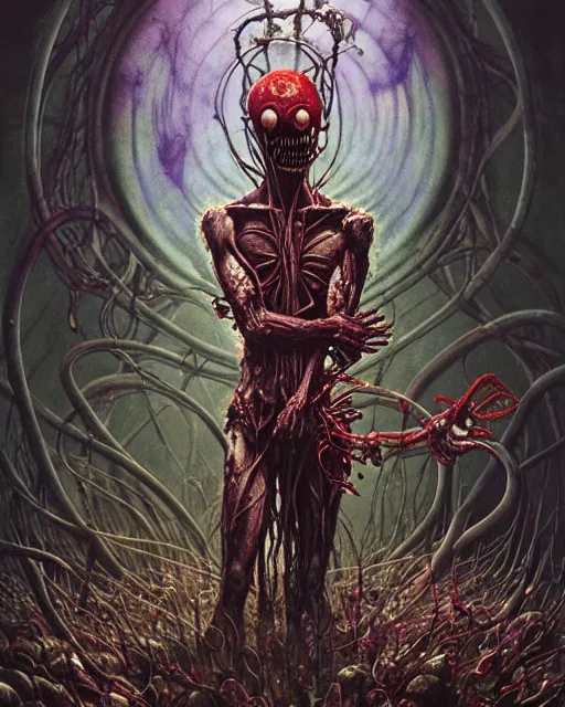 Image similar to the platonic ideal of flowers, rotting, insects and praying of cletus kasady carnage thanos dementor wild hunt chtulu mandala fritz the cat doctor manhattan bioshock xenomorph silent hill, ego death, decay, dmt, psilocybin, concept art by randy vargas and zdzisław beksinski