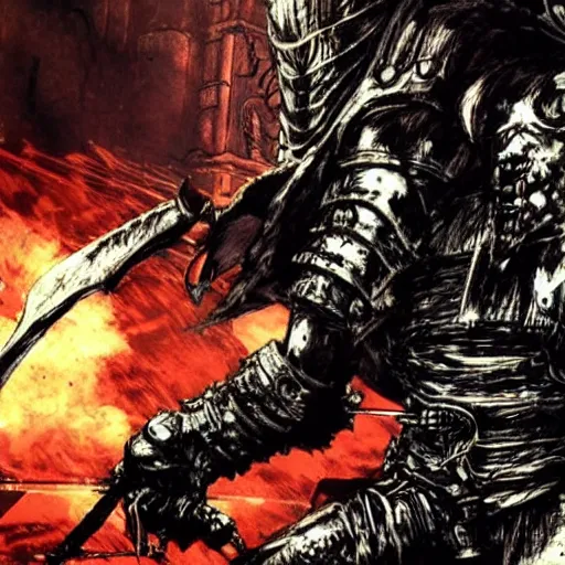 Image similar to dark souls fromsoft by yoji shinkawa