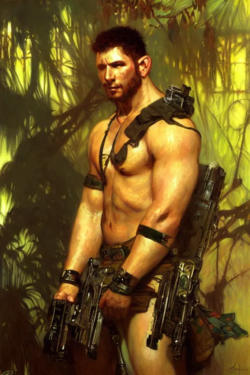 Image similar to chris redfield, painting by gaston bussiere, craig mullins, greg rutkowski, alphonse mucha