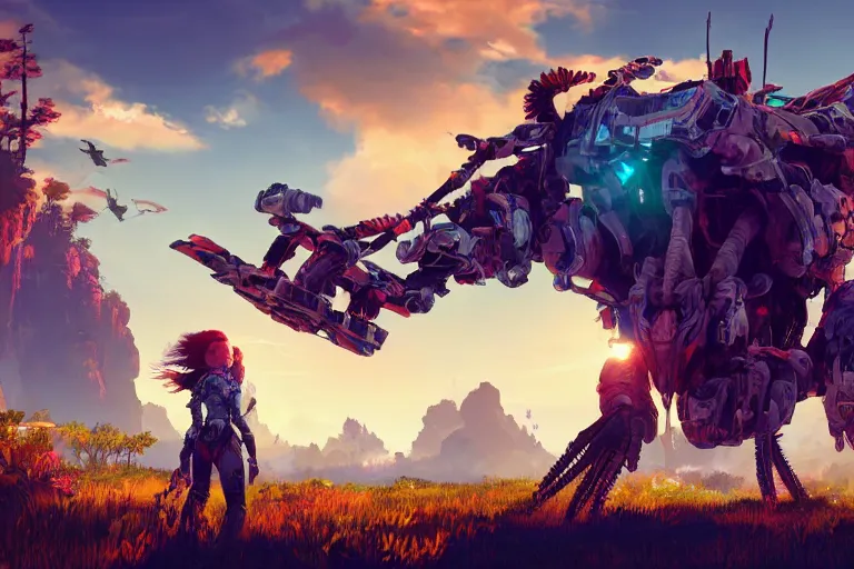 Image similar to sunwing machine mecanical creature robot of horizon forbidden west horizon zero dawn bioluminiscence global illumination ray tracing hdr fanart arstation by ian pesty and alena aenami artworks in 4 k