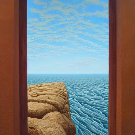 Prompt: a gust of sea air pushed open the door by jeffrey smith, oil on canvas