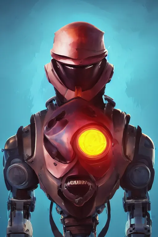 Image similar to epic mask helmet robot ninja portrait stylized as fornite style game design fanart by concept artist gervasio canda, behance hd by jesper ejsing, by rhads, makoto shinkai and lois van baarle, ilya kuvshinov, rossdraws global illumination radiating a glowing aura global illumination ray tracing hdr render in unreal engine 5