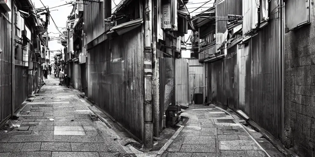 Image similar to japanese city back alleys by robert hubert