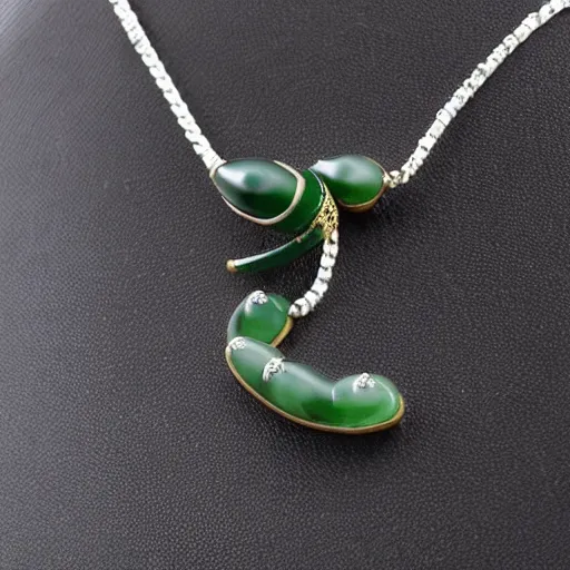 Prompt: solidity and eternity embroidered plane - tree necklace with jade stone, hyper realistic