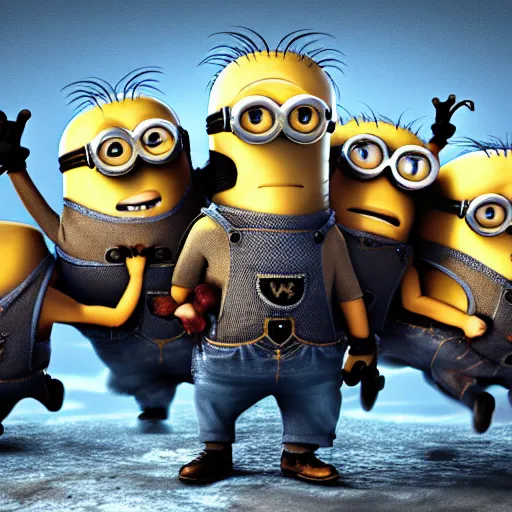 Image similar to The minions in The Vikings Digital art very detailed 4K quality Super Realistic