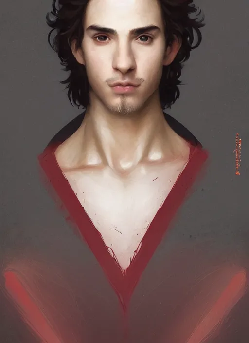 Prompt: character concept portrait of an attractive young seductive Spanish wizard with pale red skin enchanting a arousal spell, a floating iridescent spell book in the center, intricate, elegant, digital painting, concept art, smooth, sharp focus, illustration, from Metal Gear, by Ruan Jia and Mandy Jurgens and William-Adolphe Bouguereau, Artgerm