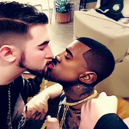 Image similar to dantdm kissing kanye west