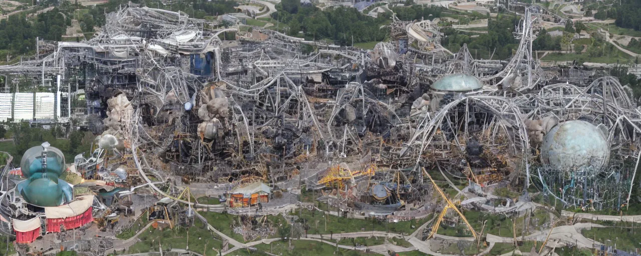 Prompt: a theme park being nuked