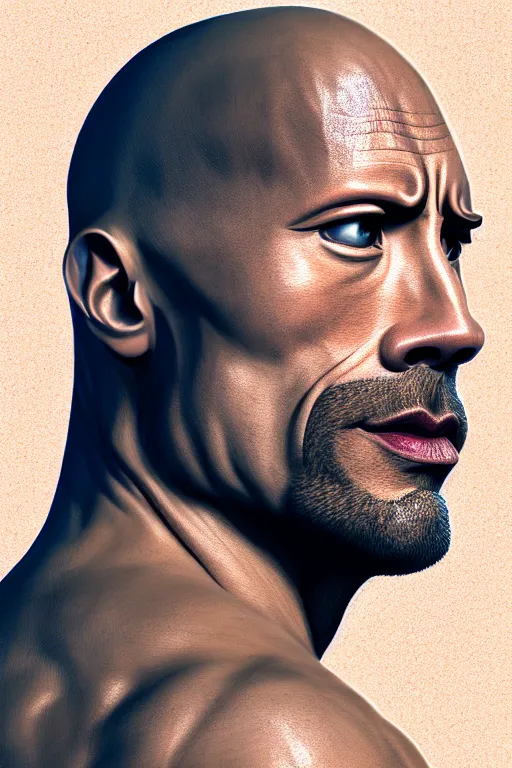 Image similar to a beautiful Dwayne Johnson portrait, with a brilliant, impossible striking big organic matter subsurface scattering material headpiece, clothes entirely made out of organic subsurface scattering material, symmetrical, dramatic studio lighting, rococo, baroque, jewels, asian, hyperrealism, closeup, D&D, fantasy, intricate, elegant, highly detailed, digital painting, artstation, octane render, 8k, concept art, matte, sharp focus, illustration, art by Artgerm and Greg Rutkowski and Alphonse Mucha