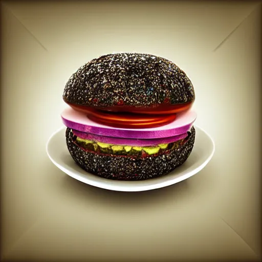 Prompt: a hybrid crystal hamburger crystal, digital art, dramatic product photography