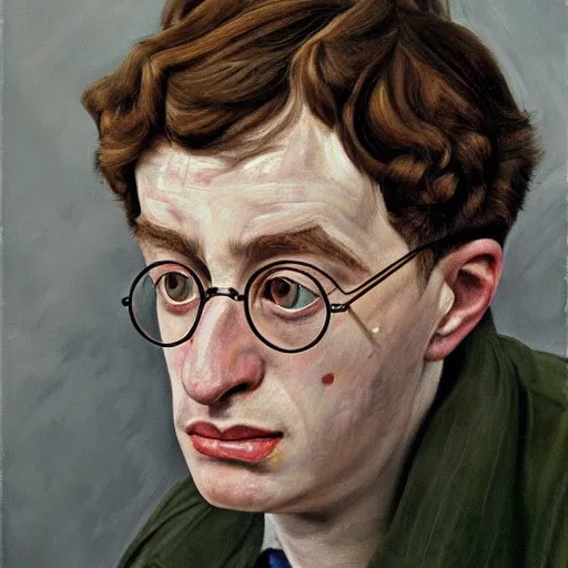 Image similar to high quality high detail painting by lucian freud, hd, portrait of harry potter