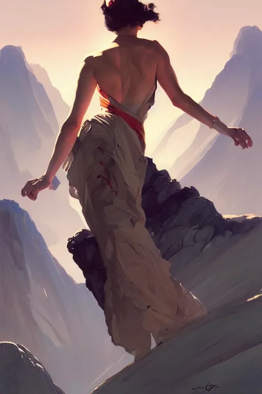 Prompt: mountain, taoism, painting by greg rutkowski, j. c. leyendecker, artgerm