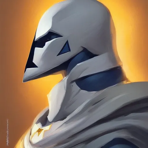 Prompt: greg manchess portrait painting of moon knight as overwatch character, medium shot, asymmetrical, profile picture, organic painting, sunny day, matte painting, bold shapes, hard edges, street art, trending on artstation, by huang guangjian and gil elvgren and sachin teng