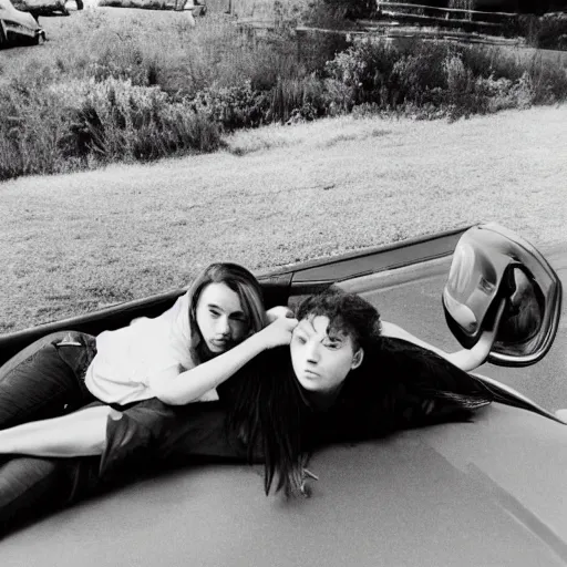 Prompt: photo of which lying on the car,