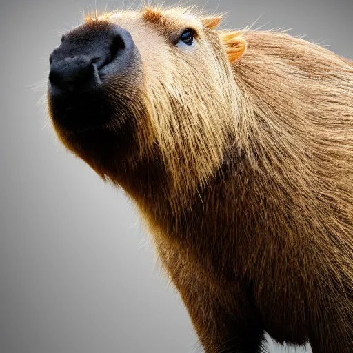 Image similar to a high quality photo of an antropomorphic capybara wearing a suit, 8k, digital art