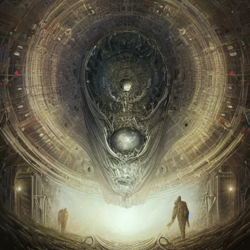 Image similar to artistic depiction of the universe as a simulation, rnst haeckel, artgerm, greg rutkowski, h. r. giger and zdislaw beksinski, trending on artstation