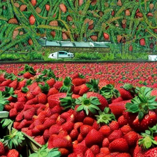 Image similar to a city of strawberries, artistic