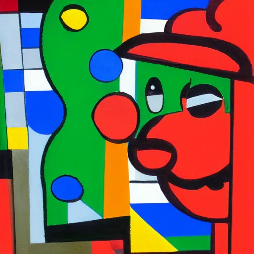 Image similar to an expressive abstract portrait of mario and luigi in the style of johannes itten