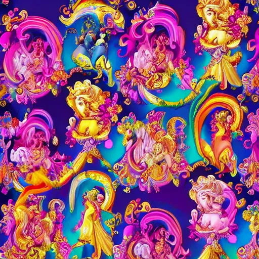 Image similar to Lisa Frank and baroque collaboration