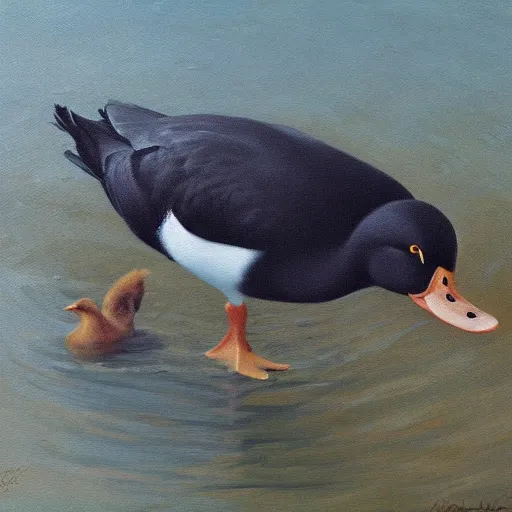 Image similar to a duck on the prowl oil painting ignacio nazabal