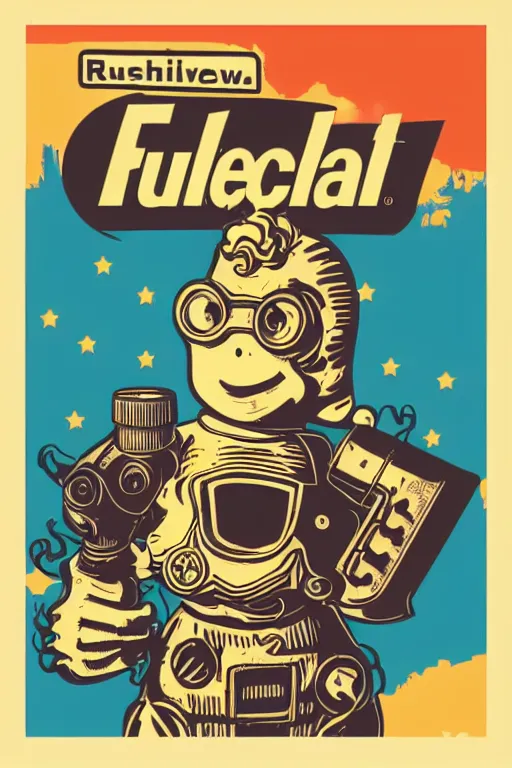 Image similar to fallout 7 6 retro futurist illustration art by butcher billy, sticker, colorful, illustration, highly detailed, simple, smooth and clean vector curves, no jagged lines, vector art, smooth andy warhol style