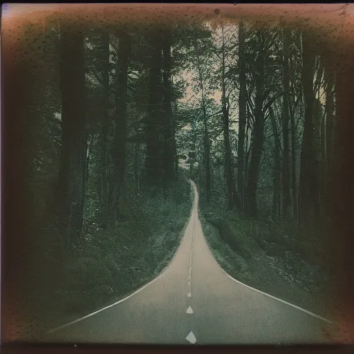 Image similar to polaroid of a dream double exposure road sea stars high contrast
