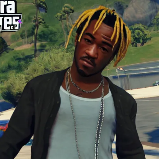 Image similar to lil uzi vert in grand theft auto 5, ultra screenshot