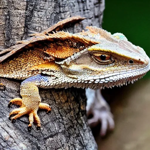 Image similar to a bearded dragon inspired dragon with wings in providence, rhode island