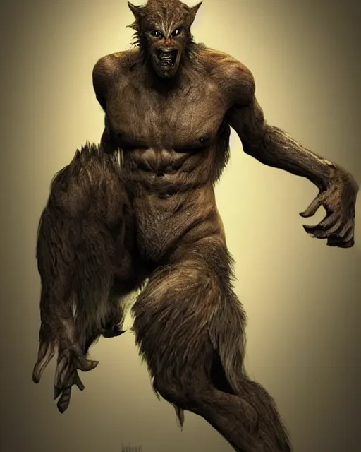 Image similar to A man transformed into a werewolf, creature designed by Rob Bottin, Studio lighting, Trending on Artstation