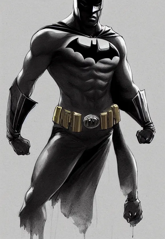 Image similar to a cute calm handsome young adult male muscular slim blu skin batman with grey light tight clothes concept art in the style of lee bermejo and greg rutkowski