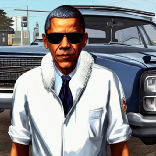 Prompt: Obama as a grand theft auto 5 character