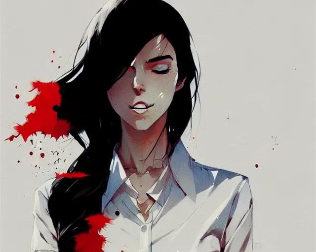 Image similar to a ultradetailed full body portrait of a woman dressed in a white shirt with a tie, by conrad roset, greg rutkowski and makoto shinkai trending on artstation