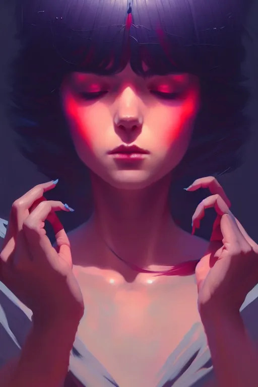 Image similar to extremely beautiful panting of goddess of the realm of the dead, by ilya kuvshinov, greg rutkowski and makoto shinkai, trending on artstation