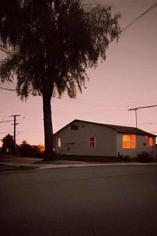 Image similar to a detailed photographic render of a 1 9 5 0 s american suburb at sunset by todd hido, photoreal, 4 k