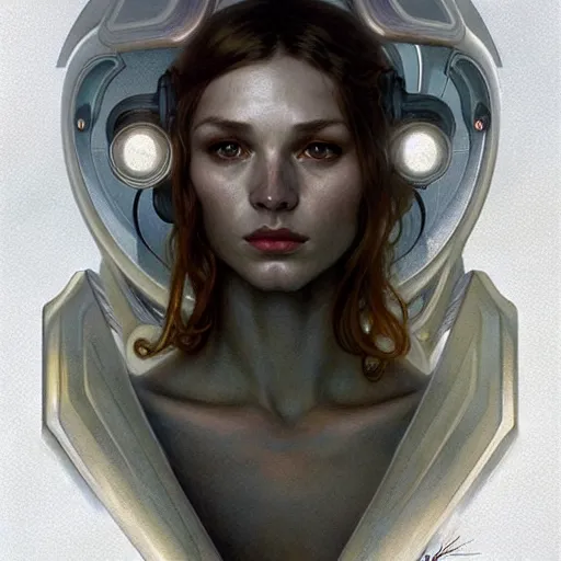 Image similar to grey alien, friendly peaceful, heroic lighting, sci-fi, intricate, elegant, highly detailed, lifelike, photorealistic, digital painting, artstation, illustration, concept art, smooth, sharp focus, art by John Collier and Albert Aublet and Krenz Cushart and Artem Demura and Alphonse Mucha