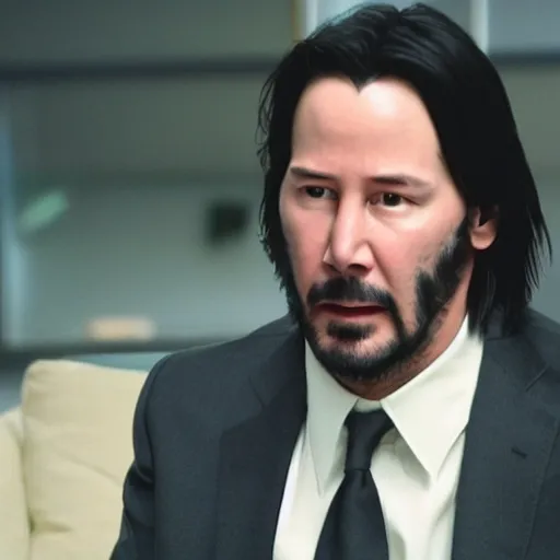 Image similar to Keanu Reeves in the office 4K quality super realistic