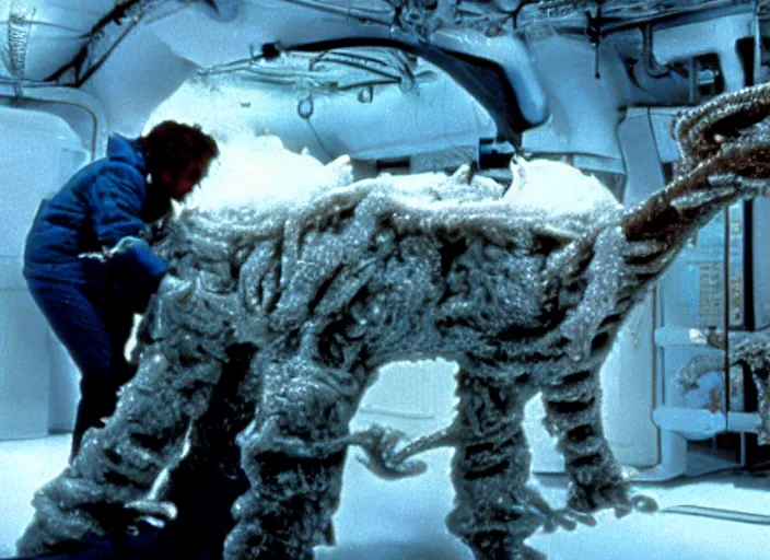 Prompt: scene from the 1992 science fiction film The Thing