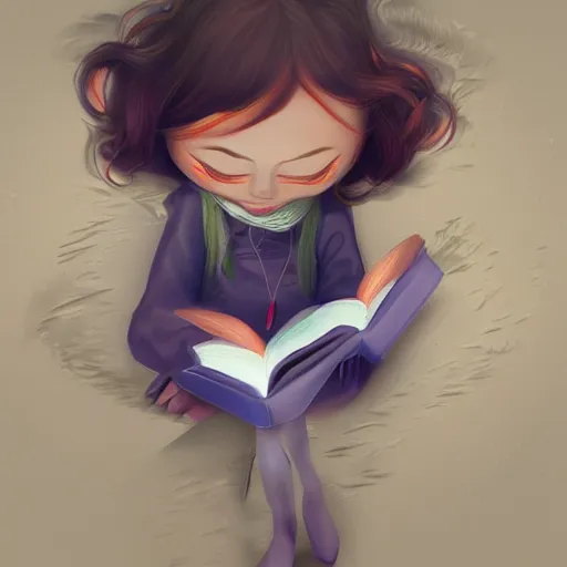 Image similar to a girl reading a book, highly detailed, digital painting, artstation, concept art, art by Benoit B. Mandelbrot