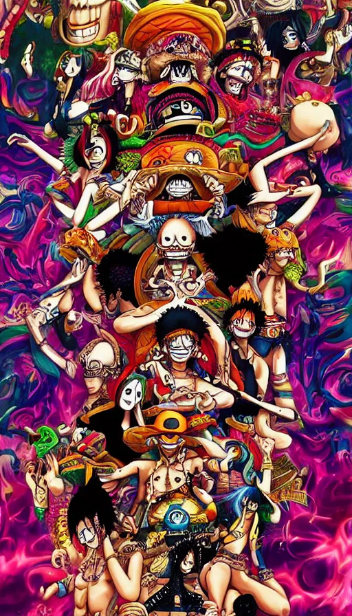 Image similar to psytrance artwork, from one piece