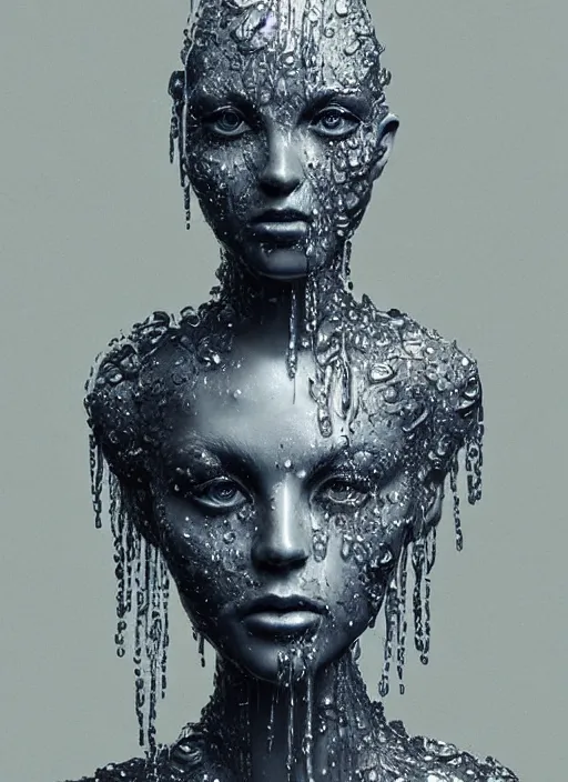 Prompt: sculpture made of water, portrait, future, shaman, harper's bazaar, vogue, magazine, insanely detailed and intricate, concept art, ornate, luxury, elite, elegant, trending on artstation, by ruan jia, by Kenneth Willardt, by ross tran, by WLOP, by Andrei Riabovitchev,