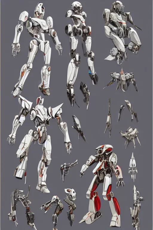 Image similar to full body illustrations of mecha, moderately detailed, ryouta otsuka, by momo koshu, by gerald payumo, by lance wilkinson, concept art, artstation, deviantart, pinterest, unreal engine