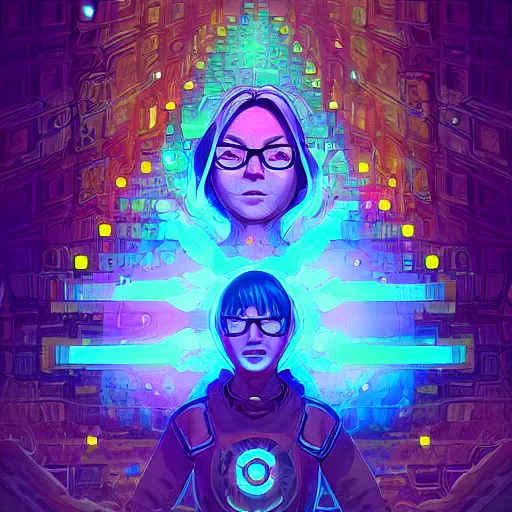 Image similar to skill magic geek inside matrix deepdream radiating a glowing aura stuff loot legends stylized digital illustration video game icon artstation lois van baarle, ilya kuvshinov, rossdraws,