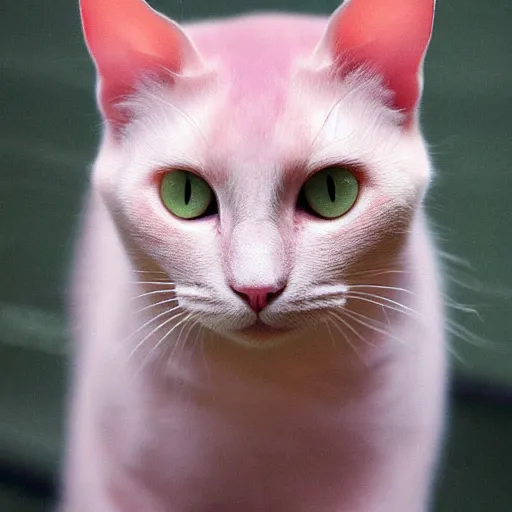 Prompt: photo pale pink cat