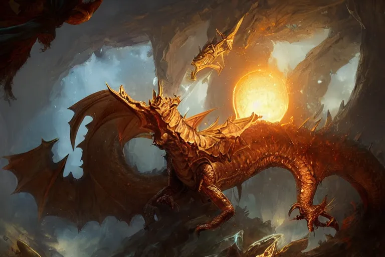 Image similar to a dragon emerging from a portal in the baroque era, league of legends art style, hearthstone art style, epic fantasy style art by Craig Mullins, fantasy epic digital art, epic fantasy card game art by Greg Rutkowski